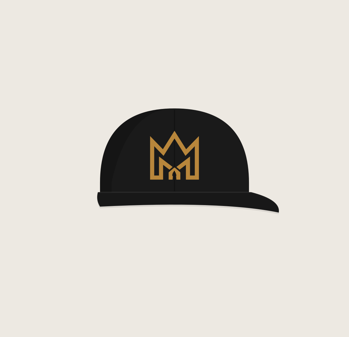 Iron dad cap with embroidered gold crown mark
