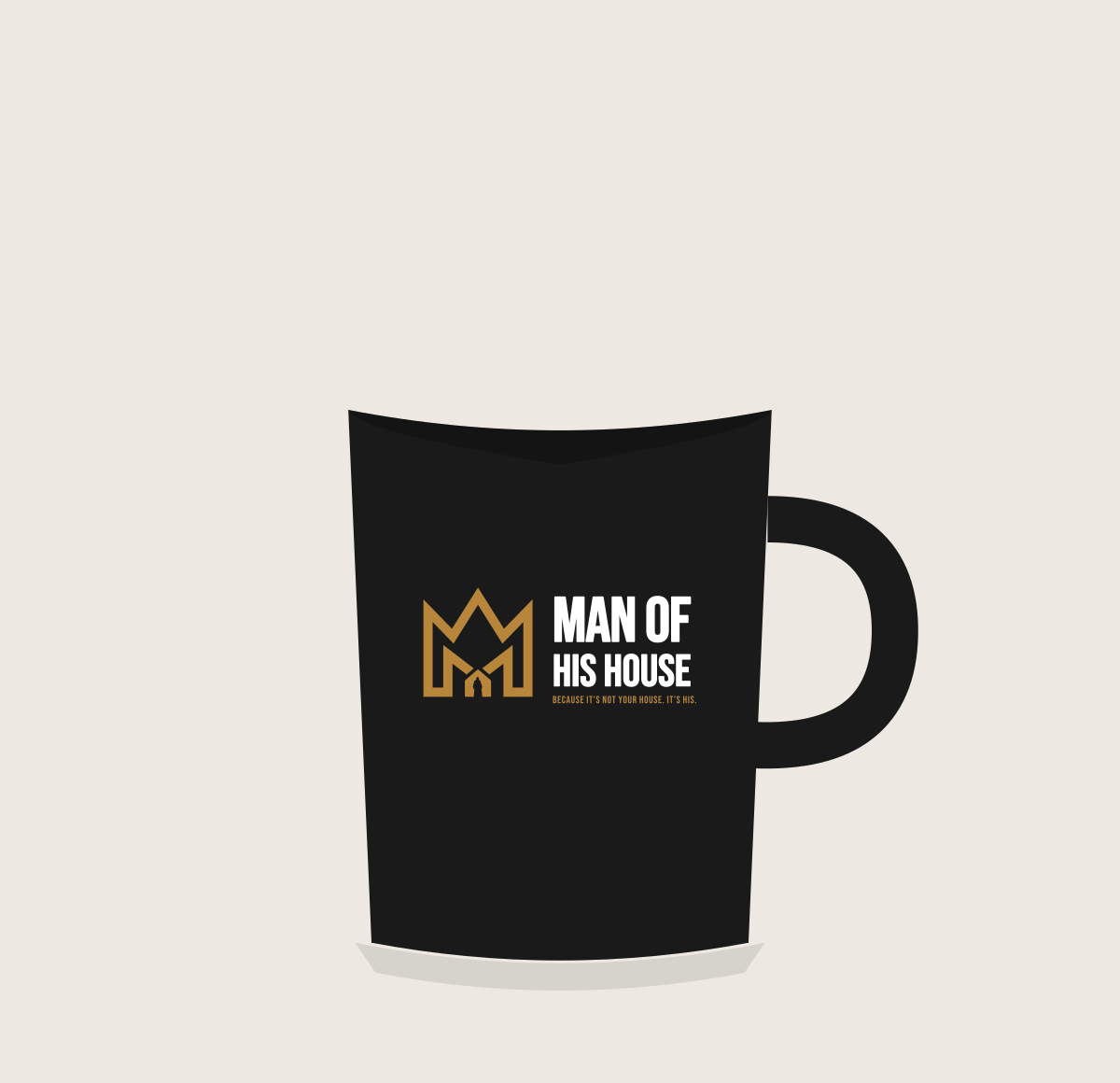 Black mug with gold horizontal Man of His House logo