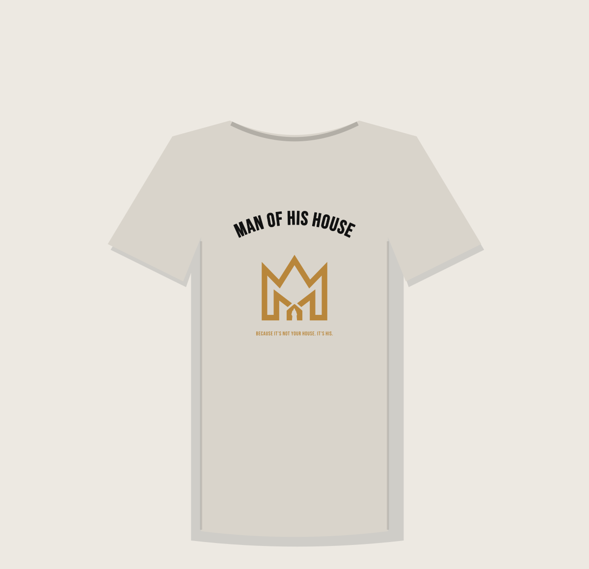 Stone tee with arched Man of His House athletic print