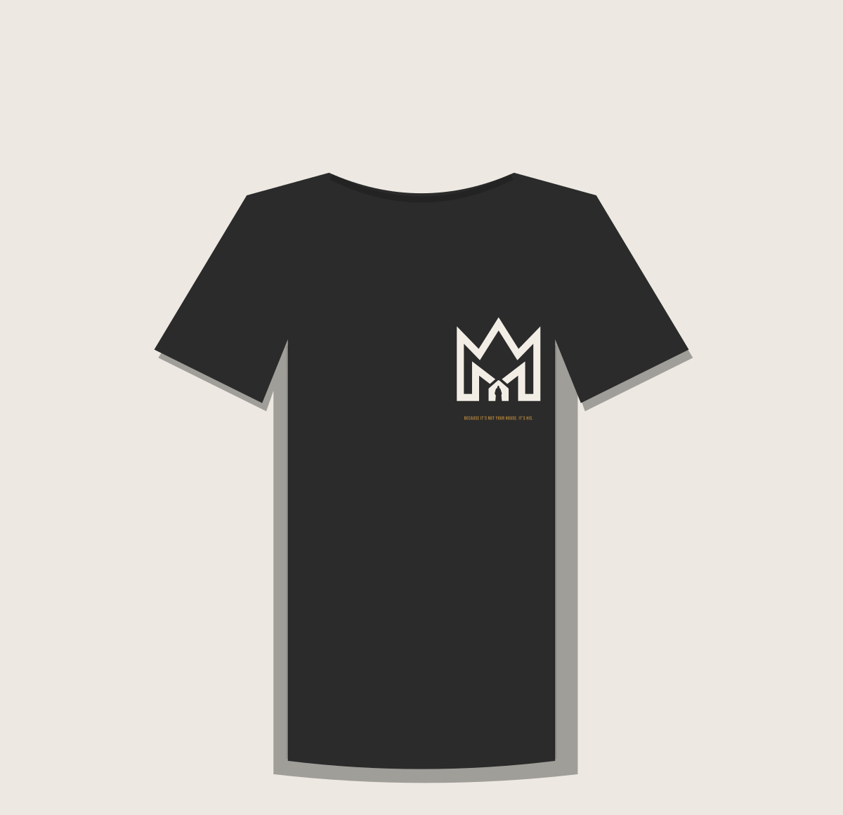 Charcoal tee with small crown chest mark