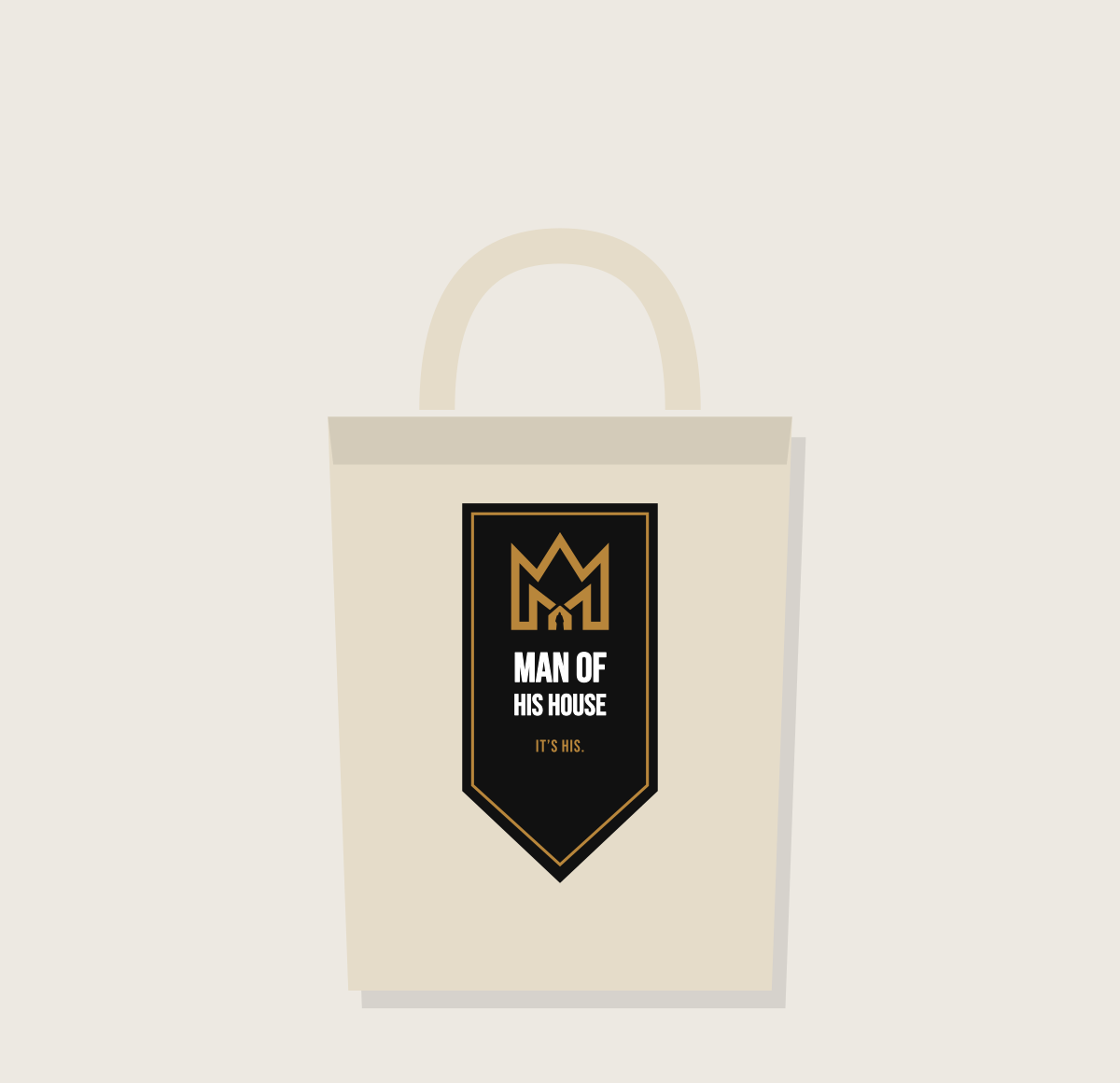 Canvas tote with Man of His House pennant print
